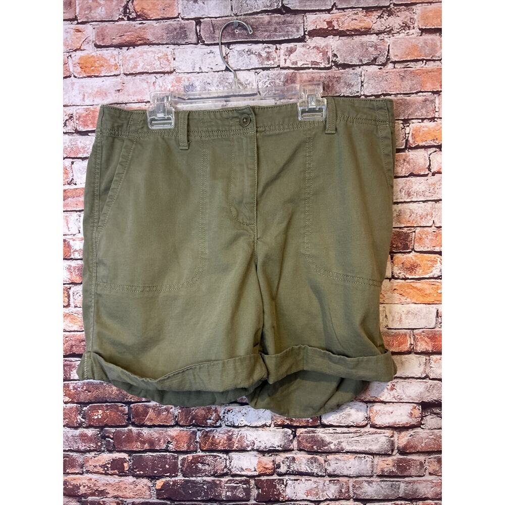 talbots green linen blend chino shorts women's size 10